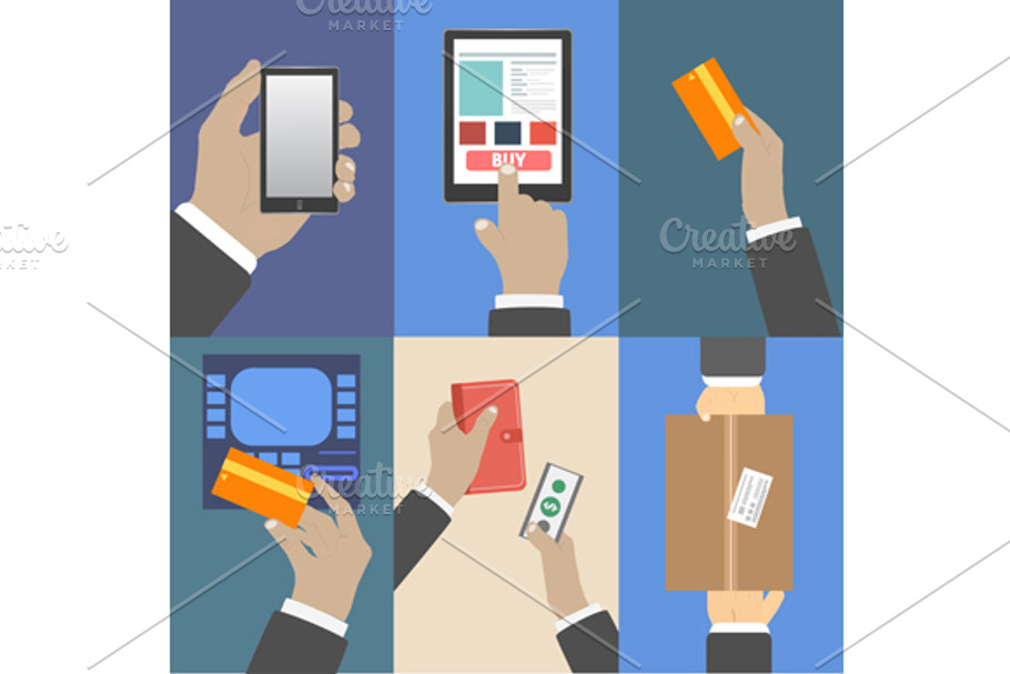 Set of business hands action concept in Illustrations - product preview 8