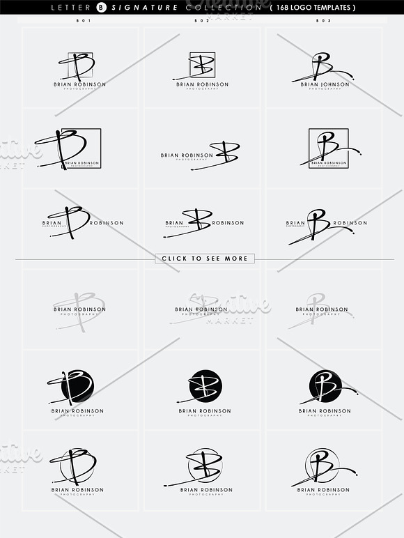 168 LETTER B SIGNATURE monogram logo in Logo Templates - product preview 6