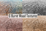 Burnt Wood Textures with Oak Leaf