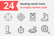 24 hunting vector icons