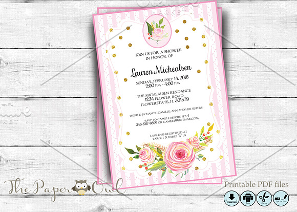 Flower shower party invitation in Card Templates - product preview 1