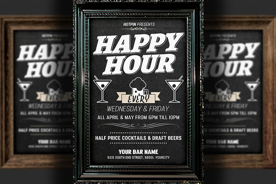 Happy Hour Flyer Template in Flyer Templates - product preview 8