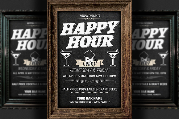 Happy Hour Flyer Template in Flyer Templates - product preview 1
