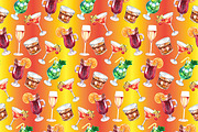 Watercolor cocktail seamless pattern