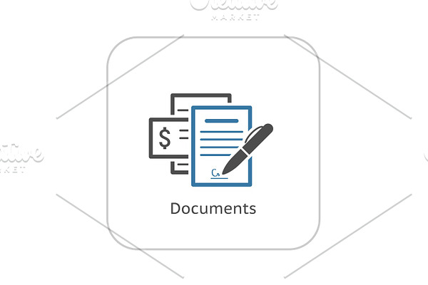 Documents  Icon. Flat Design.