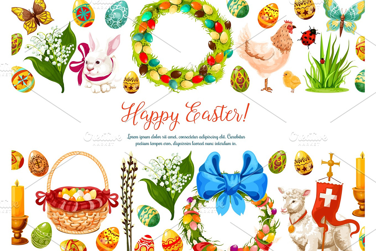 Vector paschal geeting card for Easter design in Graphics - product preview 8