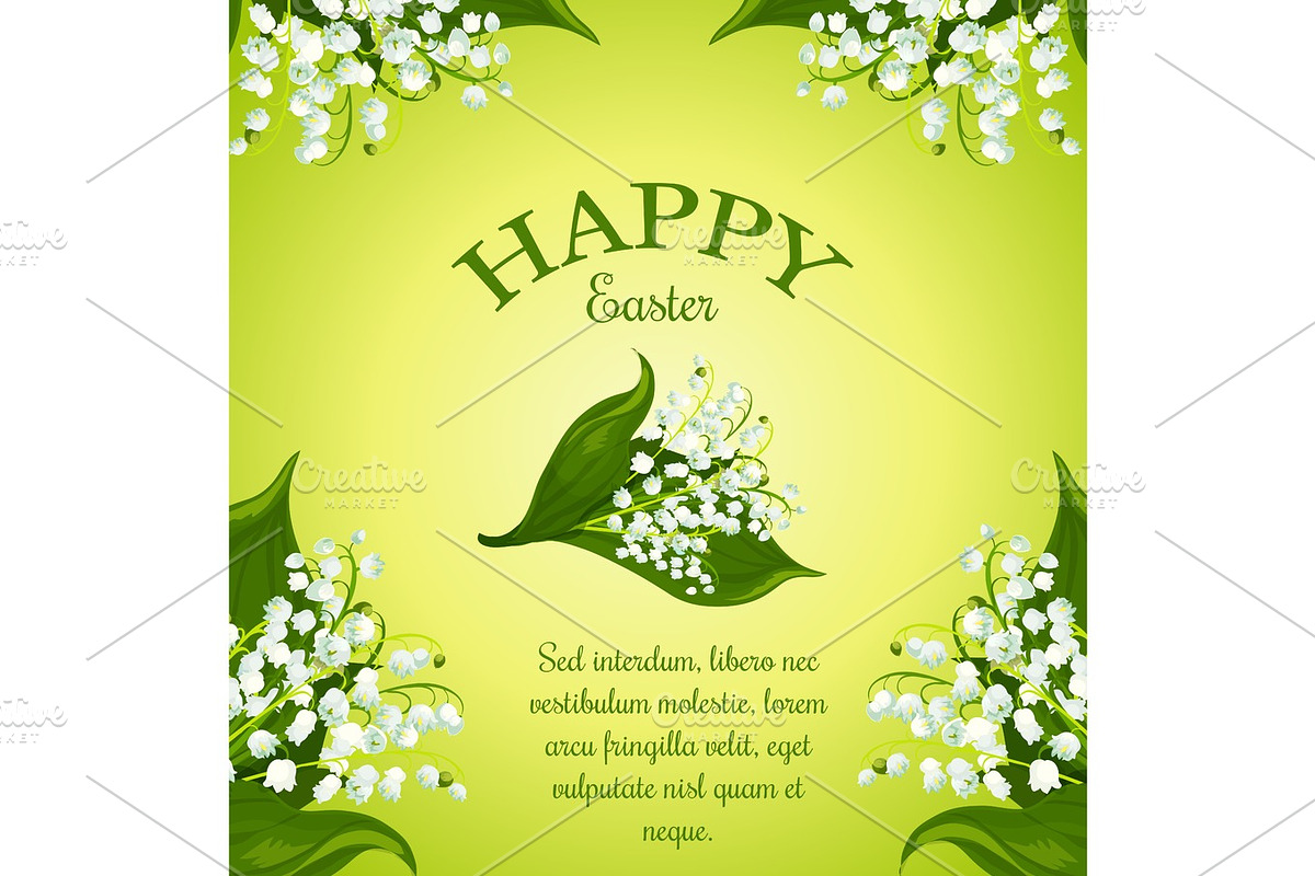 Easter floral greeting poster with spring flowers in Graphics - product preview 8