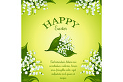 Easter floral greeting poster with spring flowers