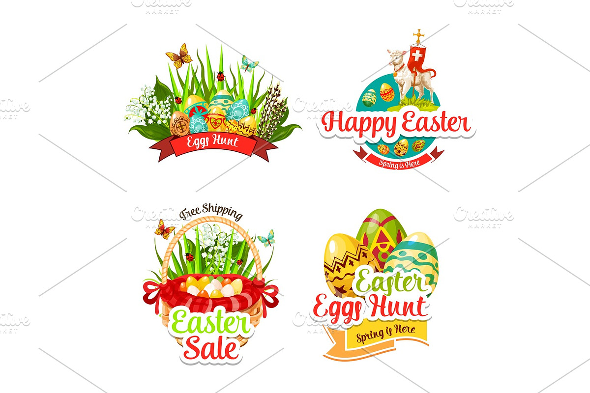 Vector icons and paschal stickers for Easter sale in Graphics - product preview 8