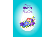 Easter spring flowers paschal egg vector greeting