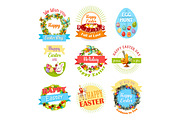 Easter egg and rabbit icon set for holiday design