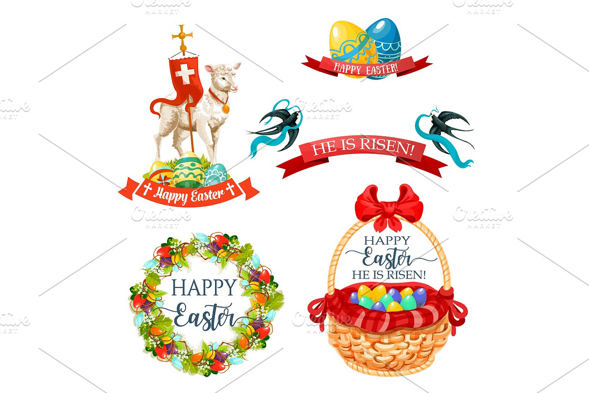 Vector icons and paschal symbols for Easter design in Graphics - product preview 8