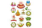 Easter holiday label, badge and symbol set