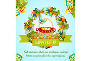 Easter egg hunt basket with flowers greeting card