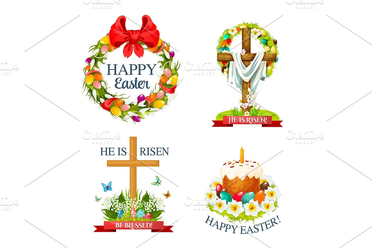 Vector paschal Easter isolated icons set in Graphics - product preview 8