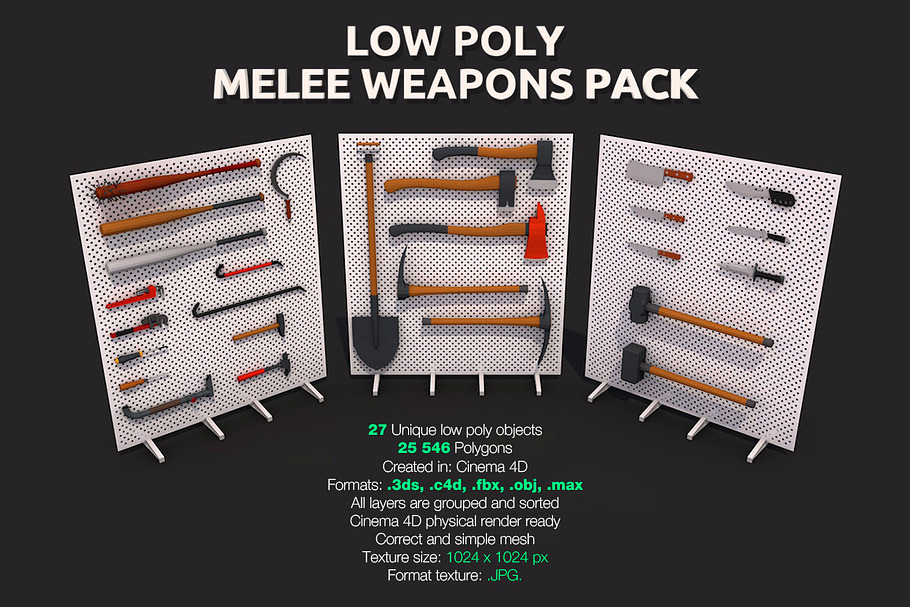 Low Poly Melee Weapons Pack in Weapons - product preview 8