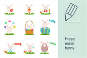 Set of happy easter bunny