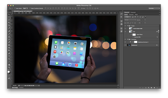 iPad Template, City Lights (L) in Templates - product preview 1