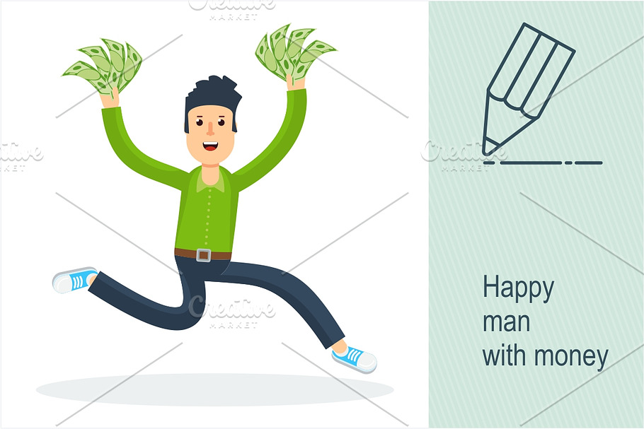 Happy man with money in Objects - product preview 8