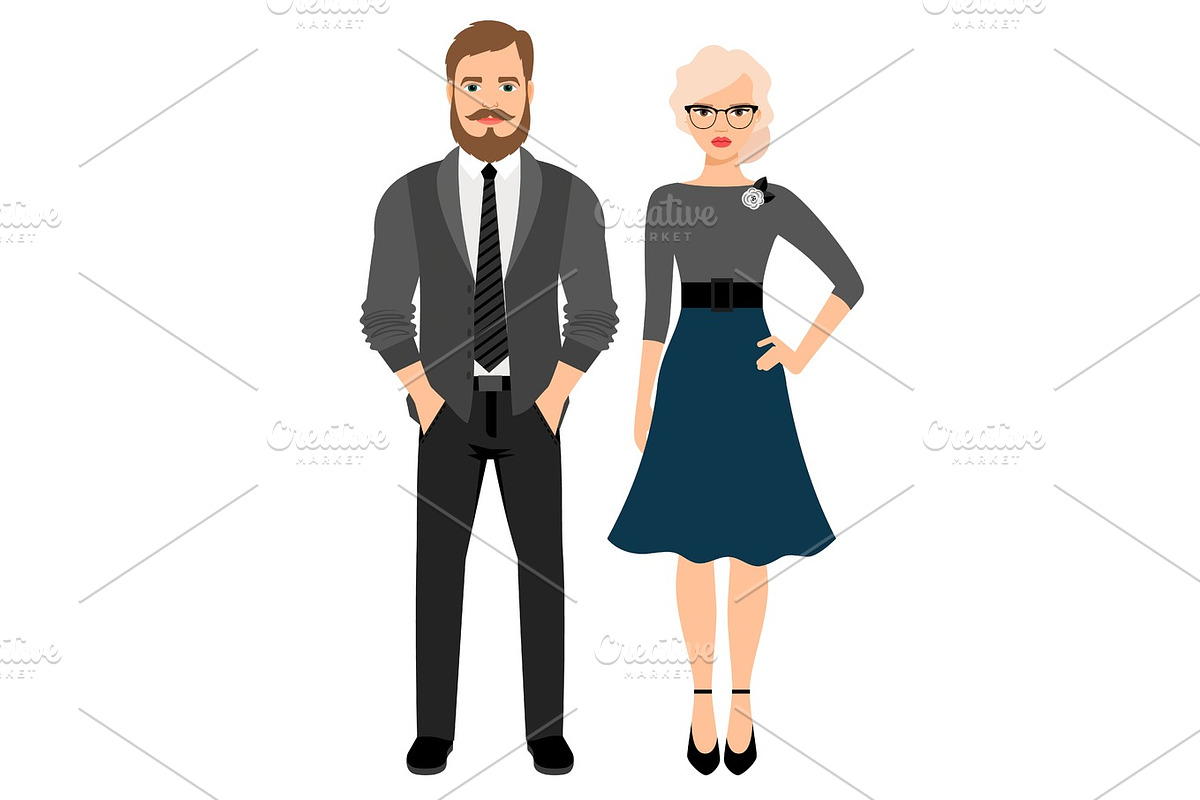 Business style fashion couple in Illustrations - product preview 8