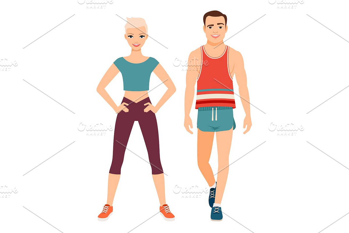 Fitness sport style couple in Illustrations - product preview 8