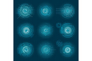 Set of Blue Infographic Elements Interface Virtual
