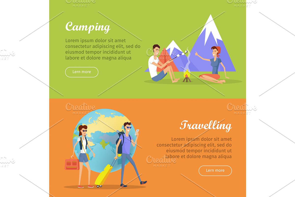Camping Travelling Posters. Web Banners, Marketing in Illustrations - product preview 8