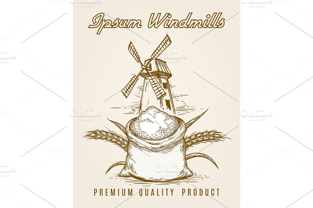 Windmill product vintage poster in Illustrations - product preview 8