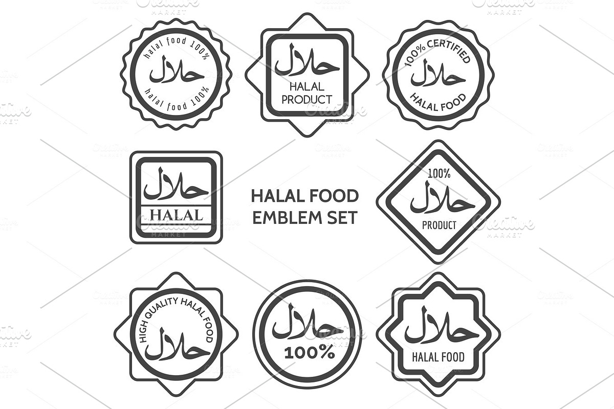 Halal food product labels in Illustrations - product preview 8