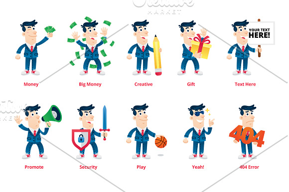 Business Man Mascot Mega Pack in Illustrations - product preview 2