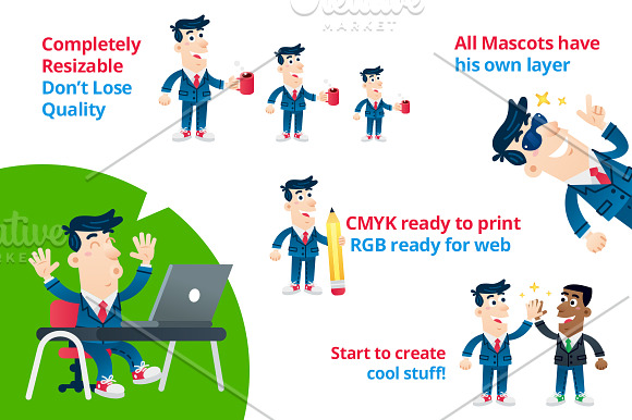 Business Man Mascot Mega Pack in Illustrations - product preview 5