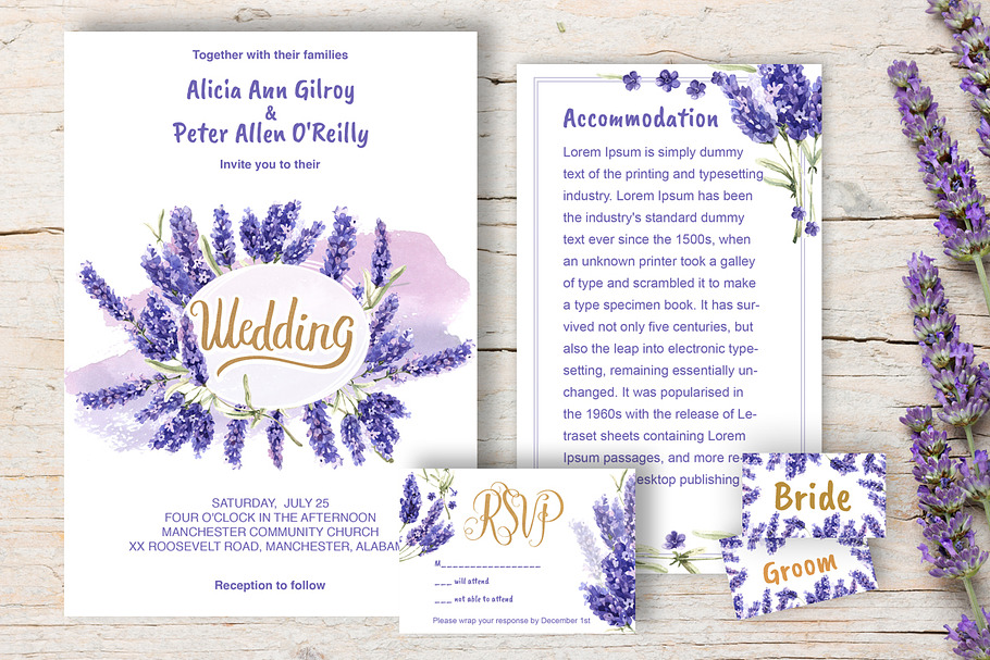 Wedding invitation Lavender DiY in Wedding Templates - product preview 8