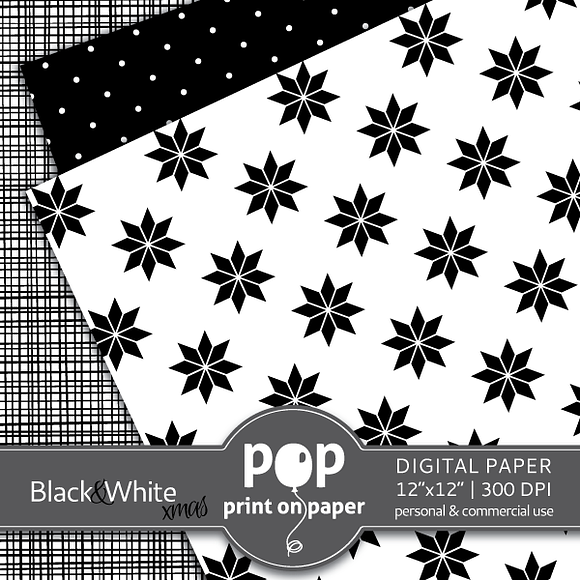 Black&White Christmas Digital Paper in Patterns - product preview 1