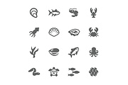Simple Sea Food Icons 