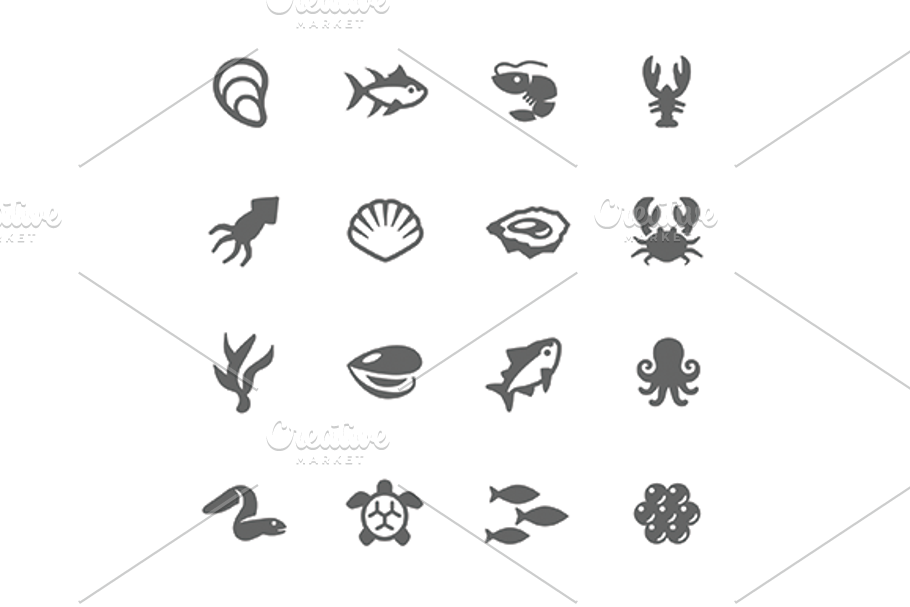 Simple Sea Food Icons  in Simple Icons - product preview 8