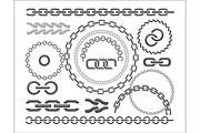 Chains set - icons, parts, circles of chains.