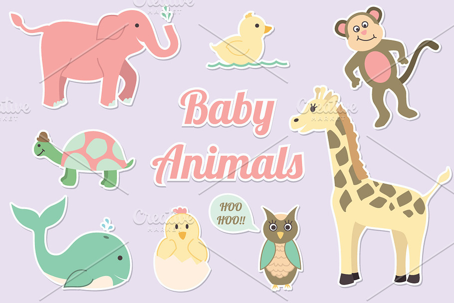 Baby Animals Clipart Vector Set in Illustrations - product preview 8