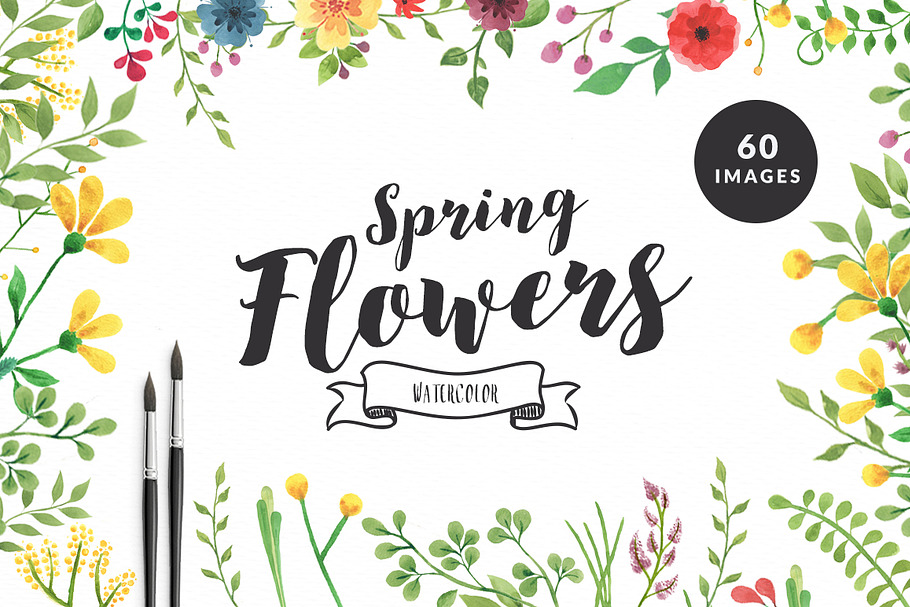 Spring Flowers - Watercolor Set in Illustrations - product preview 8