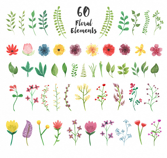 Spring Flowers - Watercolor Set in Illustrations - product preview 4