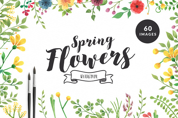 Spring Flowers - Watercolor Set in Illustrations - product preview 6