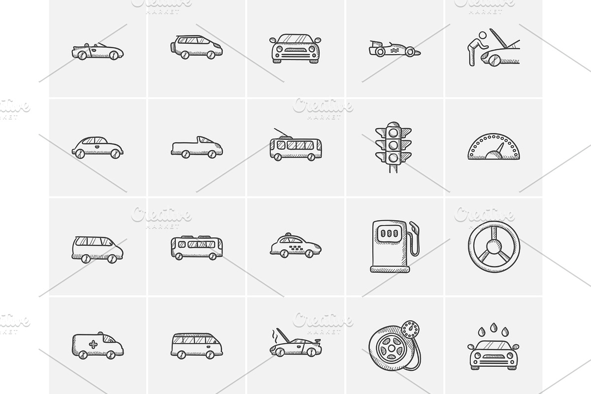 Transportation sketch icon set. in Icons - product preview 8