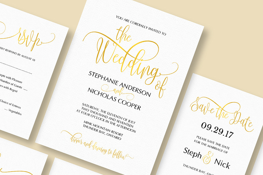Gold elegant wedding invitation in Wedding Templates - product preview 8