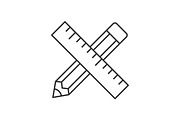 Pencil and ruler linear icon