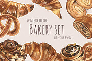Watercolour bakery set 