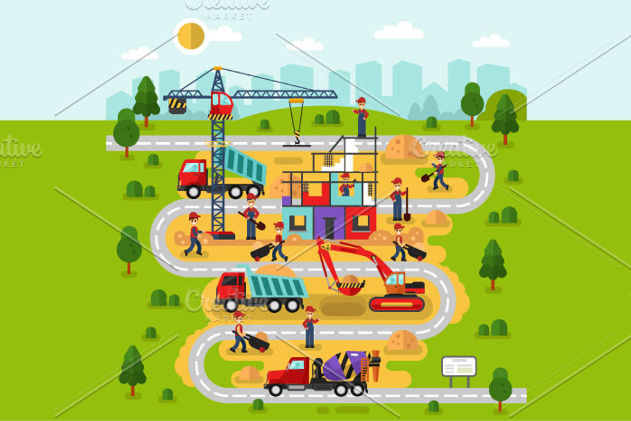 Construction Process Map in Illustrations - product preview 8