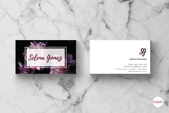 Floral Business card  in Business Card Templates - product preview 3
