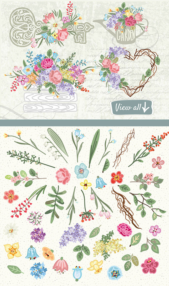 Set of vector bouquets in Illustrations - product preview 1
