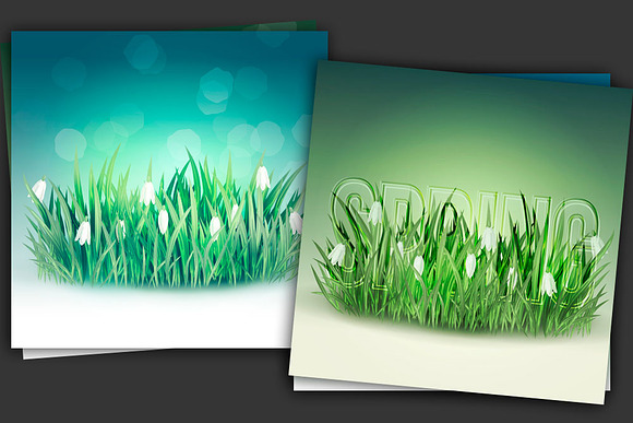 Set of backgrounds with snowdrops in Illustrations - product preview 2