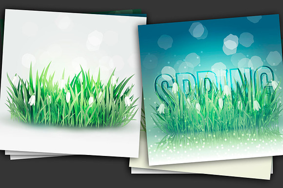 Set of backgrounds with snowdrops in Illustrations - product preview 3