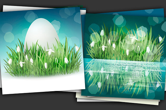 Set of backgrounds with snowdrops in Illustrations - product preview 4